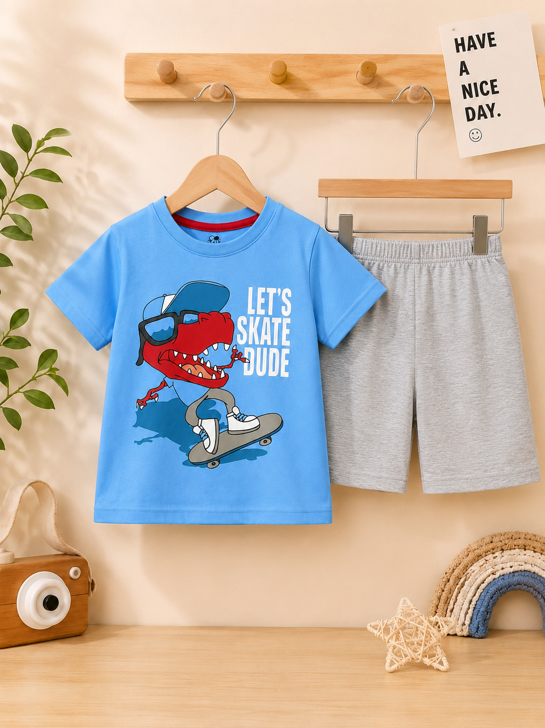 Lets skate due summer kids t-shirt & shorts