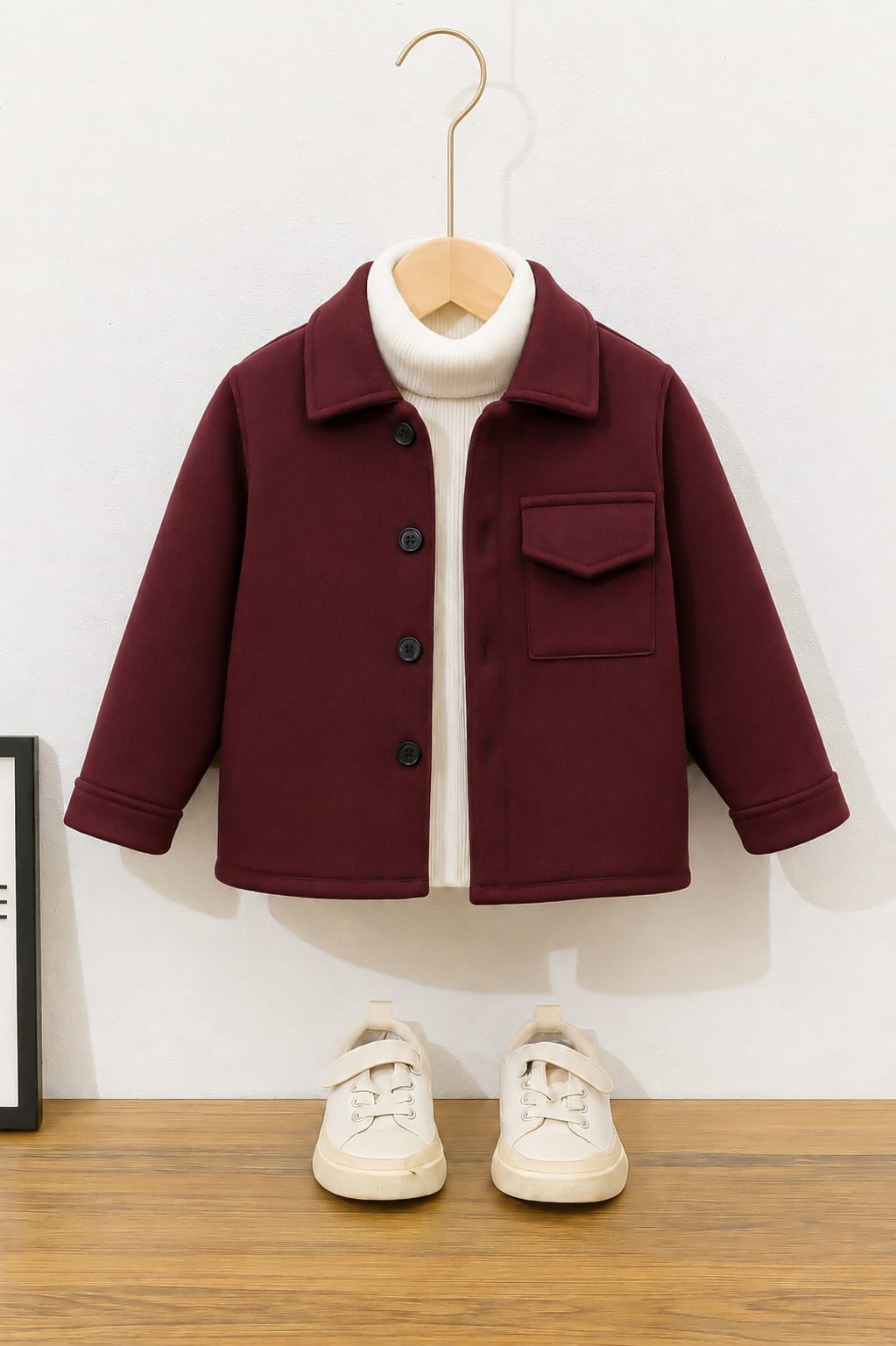 Mehroon pocket kids fleece shirt