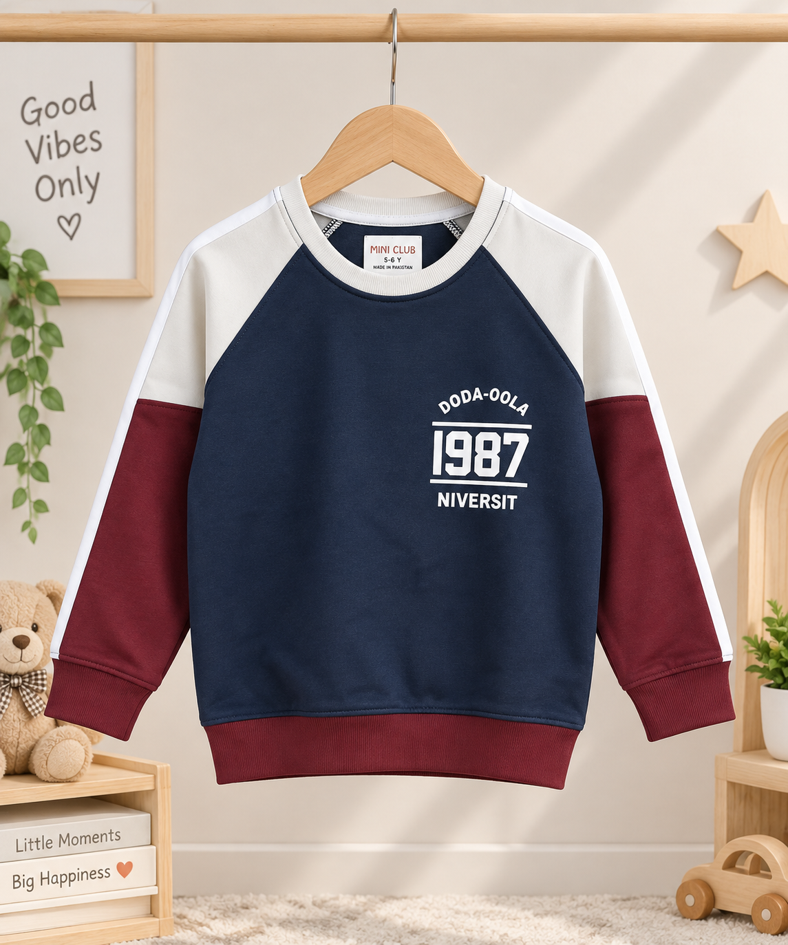 Mehroon & Navy 1987 Winter Sweatshirt