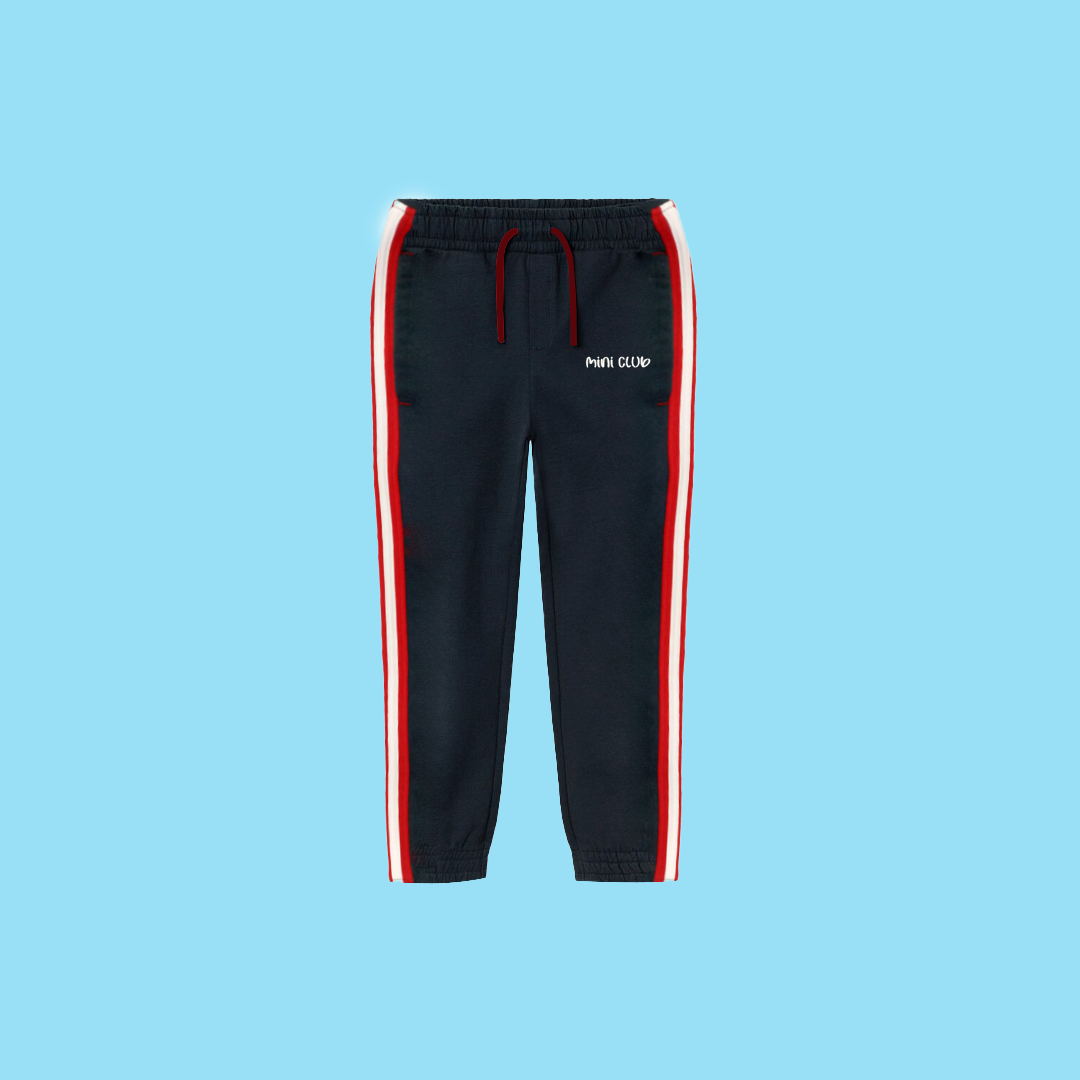 NAVY WHITE RED PANEL KIDS TROUSER