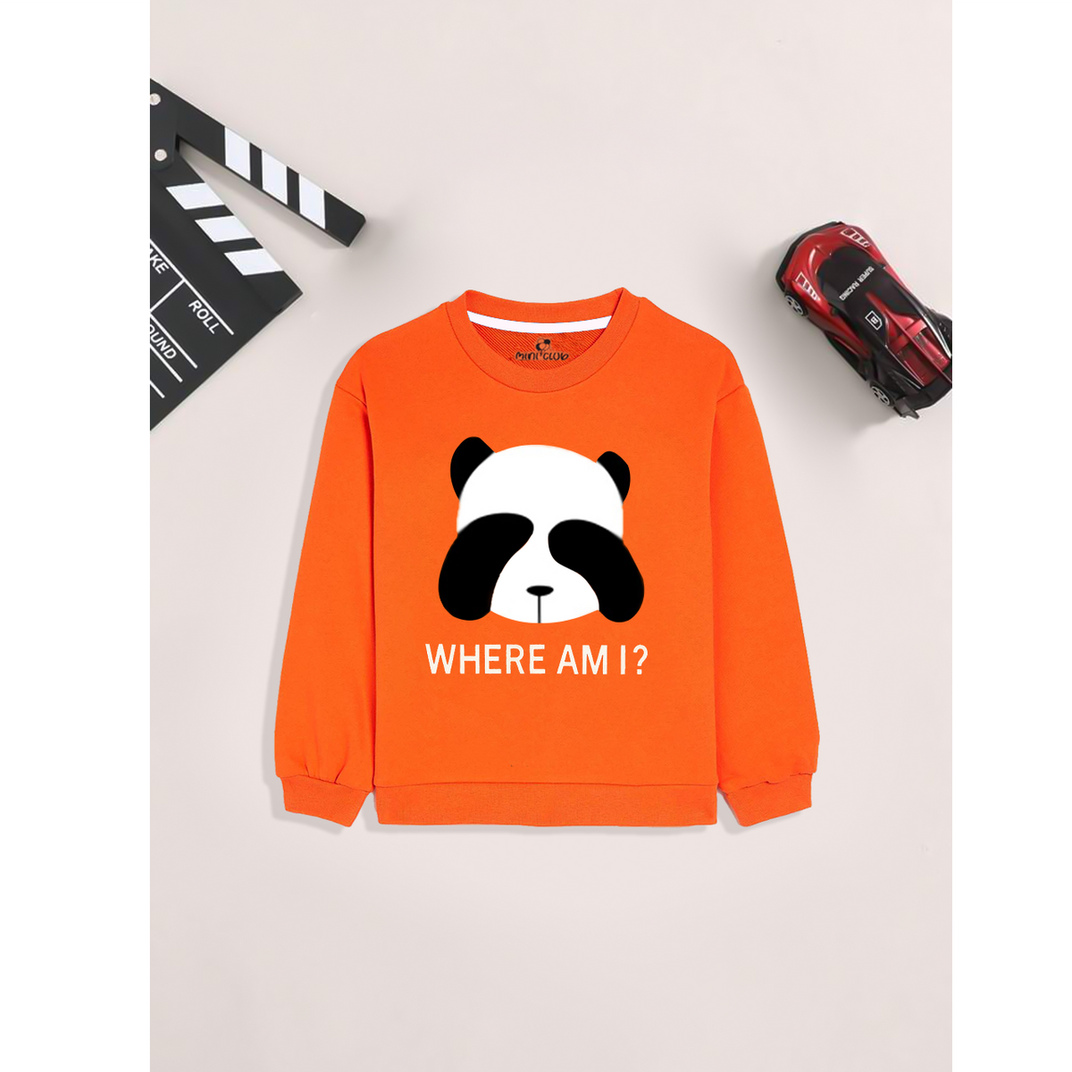 Orange panda kids winter sweatshirt