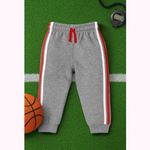 Red & white stripe grey kids winter trouser