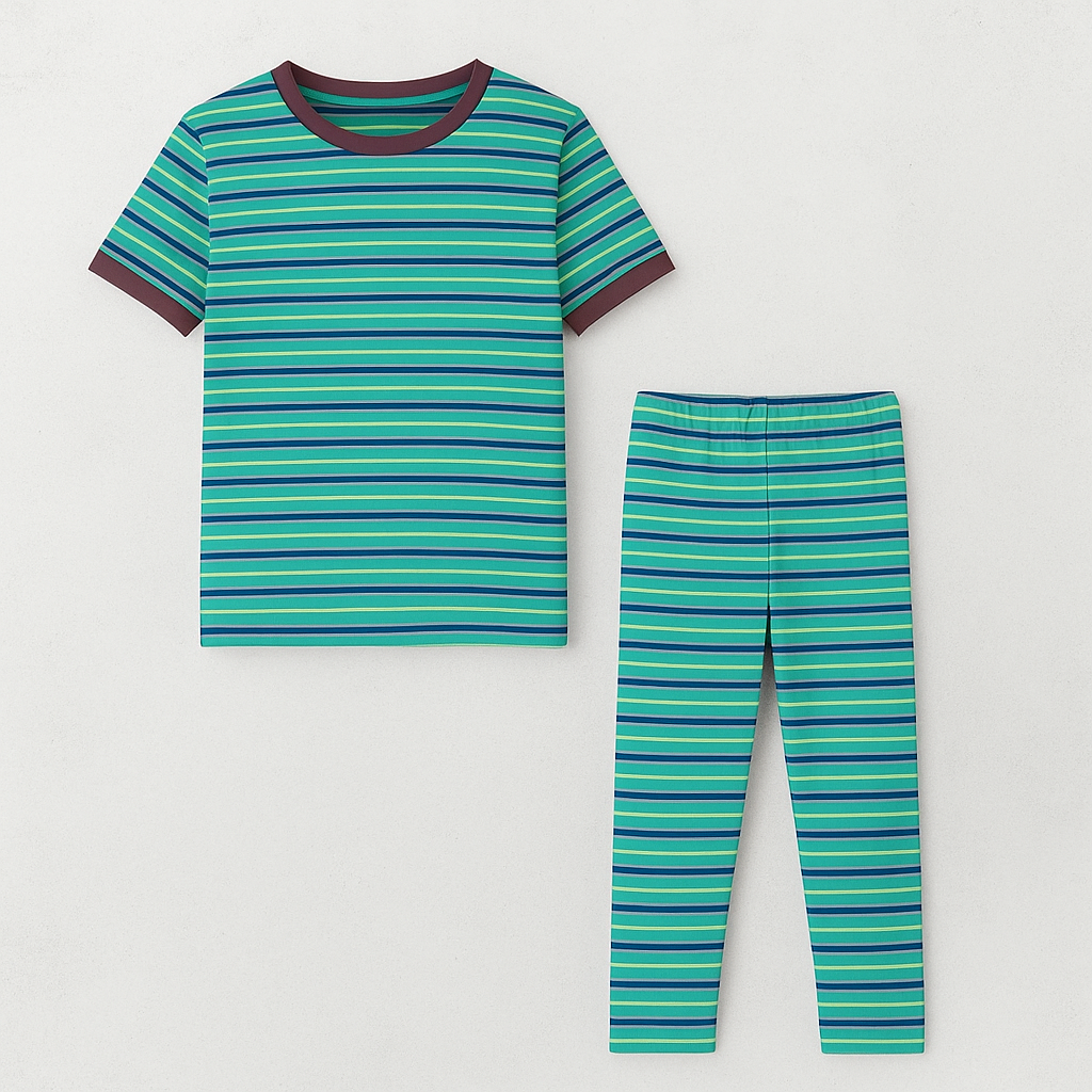 Striped Rib Girls Kids T-Shirt & Tights