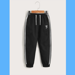 Premium Black 2 stripe Terry Kids Winter Trouser