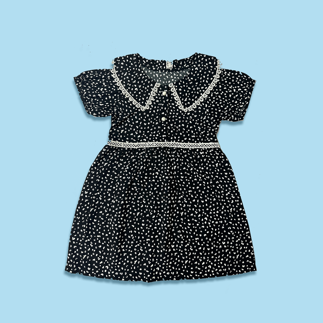 BLACK DOTED GIRLS FROCK