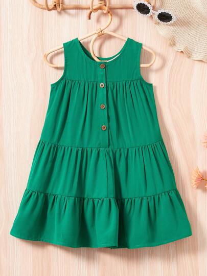 Green Candy coral kids frock