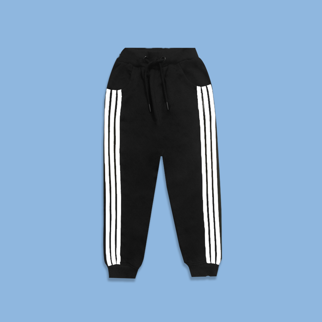 BLACK 3 STRIPE KIDS TROUSER