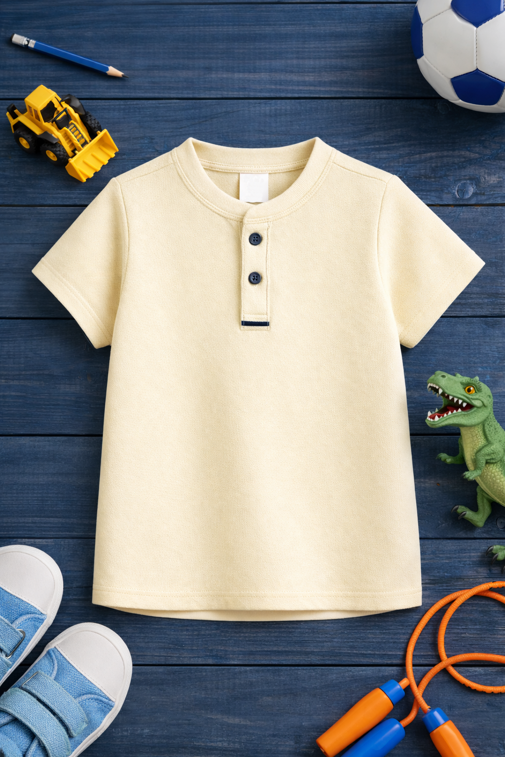 Vanila Color Button up henley kids Summer Shirt