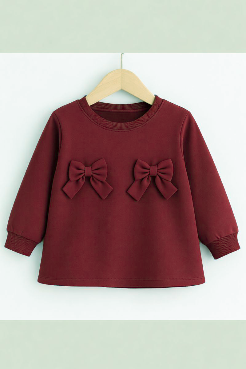 Mehroon Twin Bow Princess Top