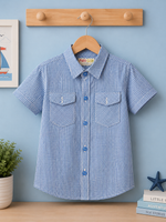 Blue boys check casual shirt