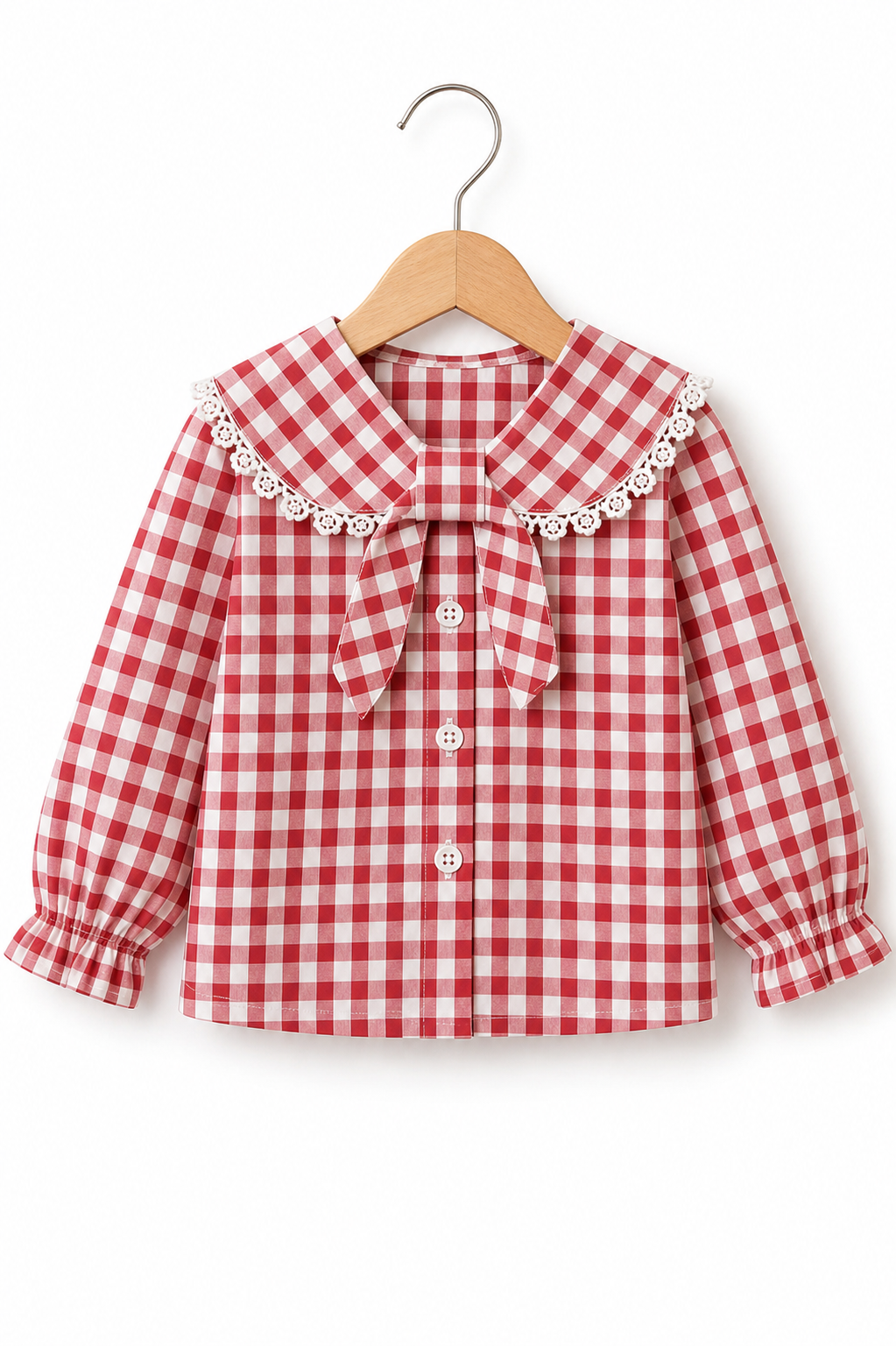 Rosy Check Bow Shirt