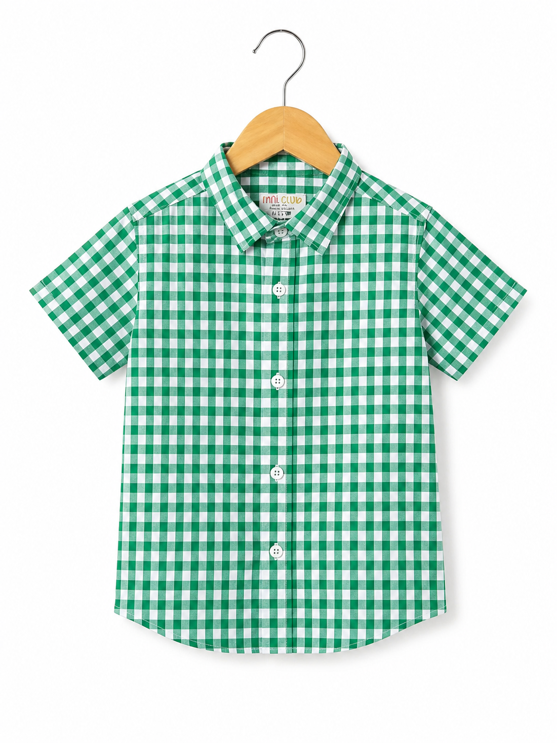 Green boys check casual shirt