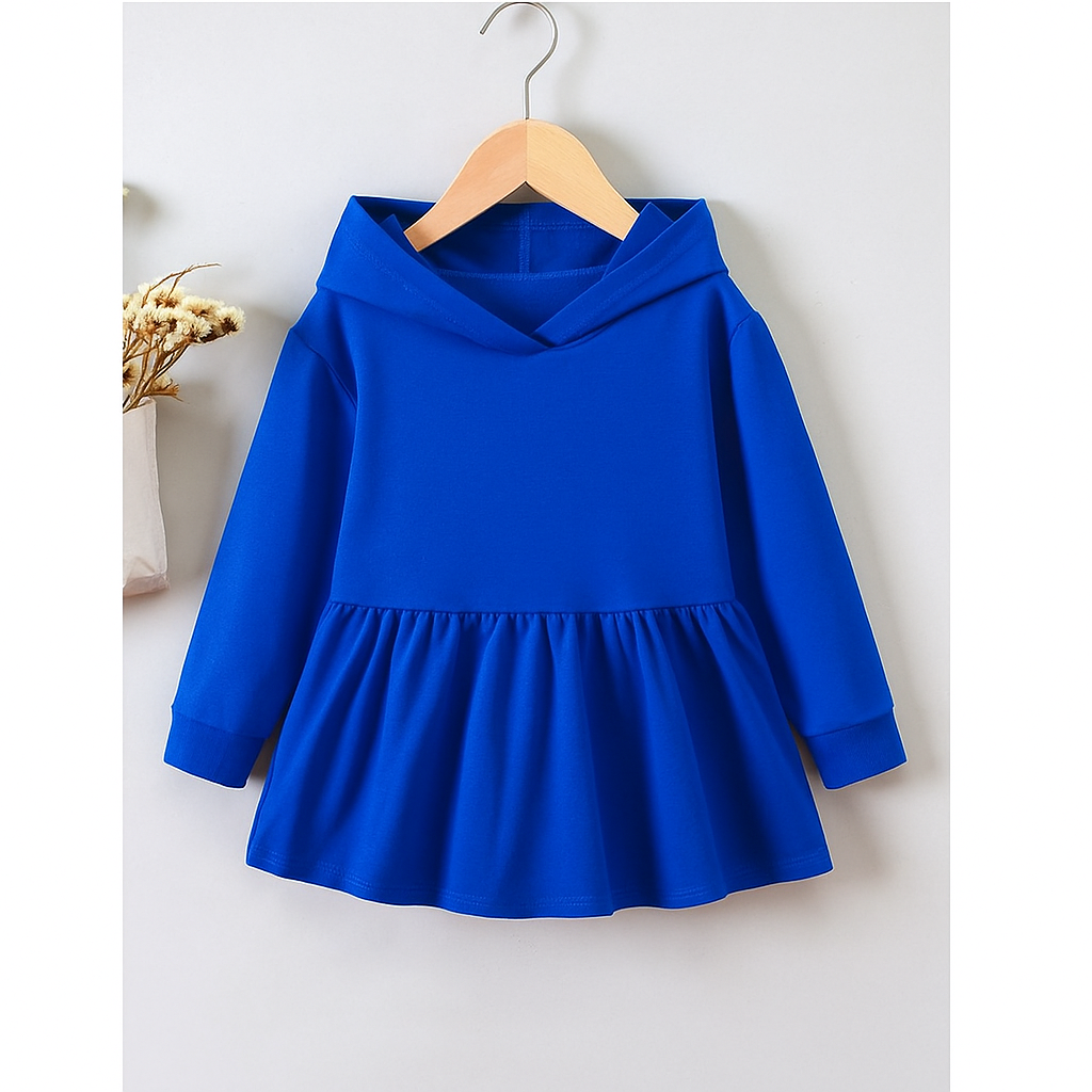 Trendy blue girls kids winter hood