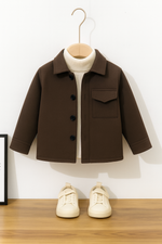 Chocolate brown pocket kids fleece shirt