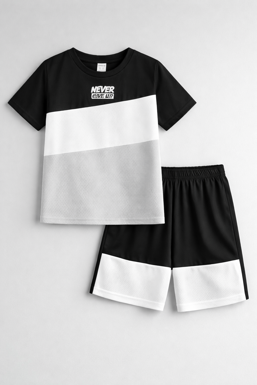 Never give up kids summer tshirt & shorts