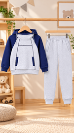 Grey & Navy Color Block Hood & Trouser