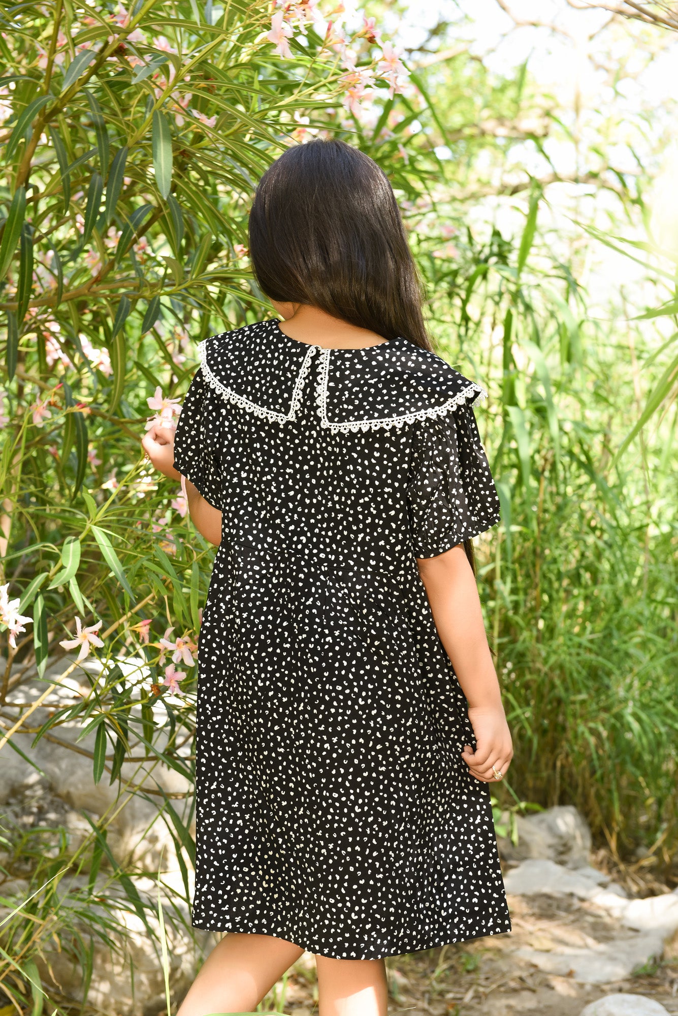 BLACK DOTED GIRLS FROCK