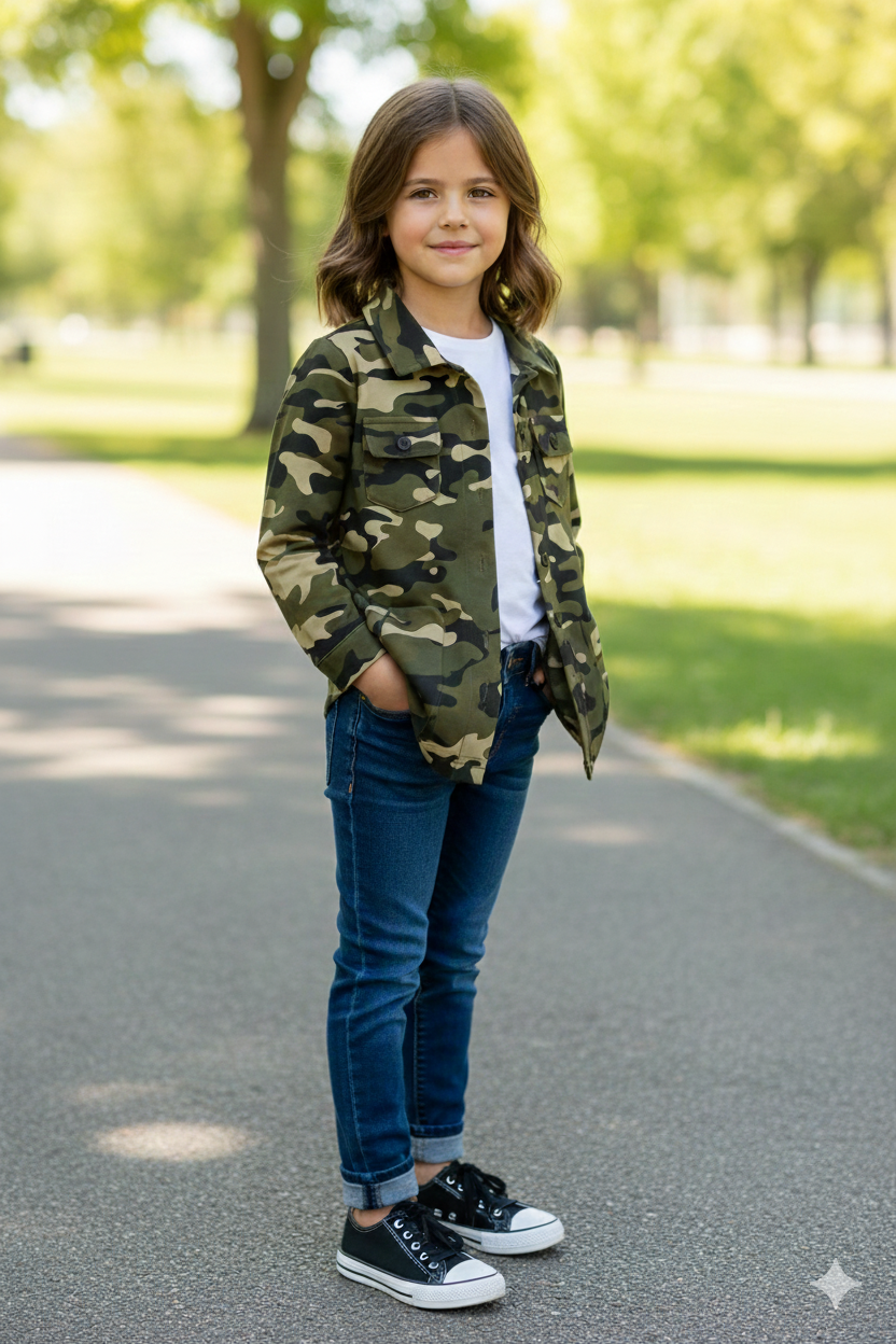 Camo kids girls winter fleece shirt