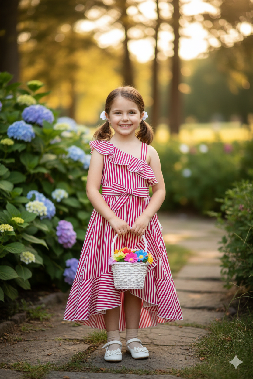 Sparklyn Girls Striped Long Dress