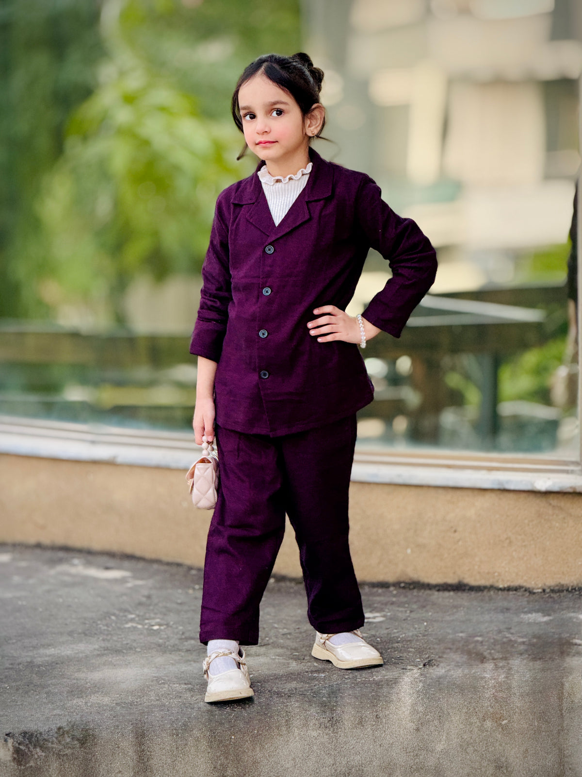 Maroonish kids winter sleeping suit