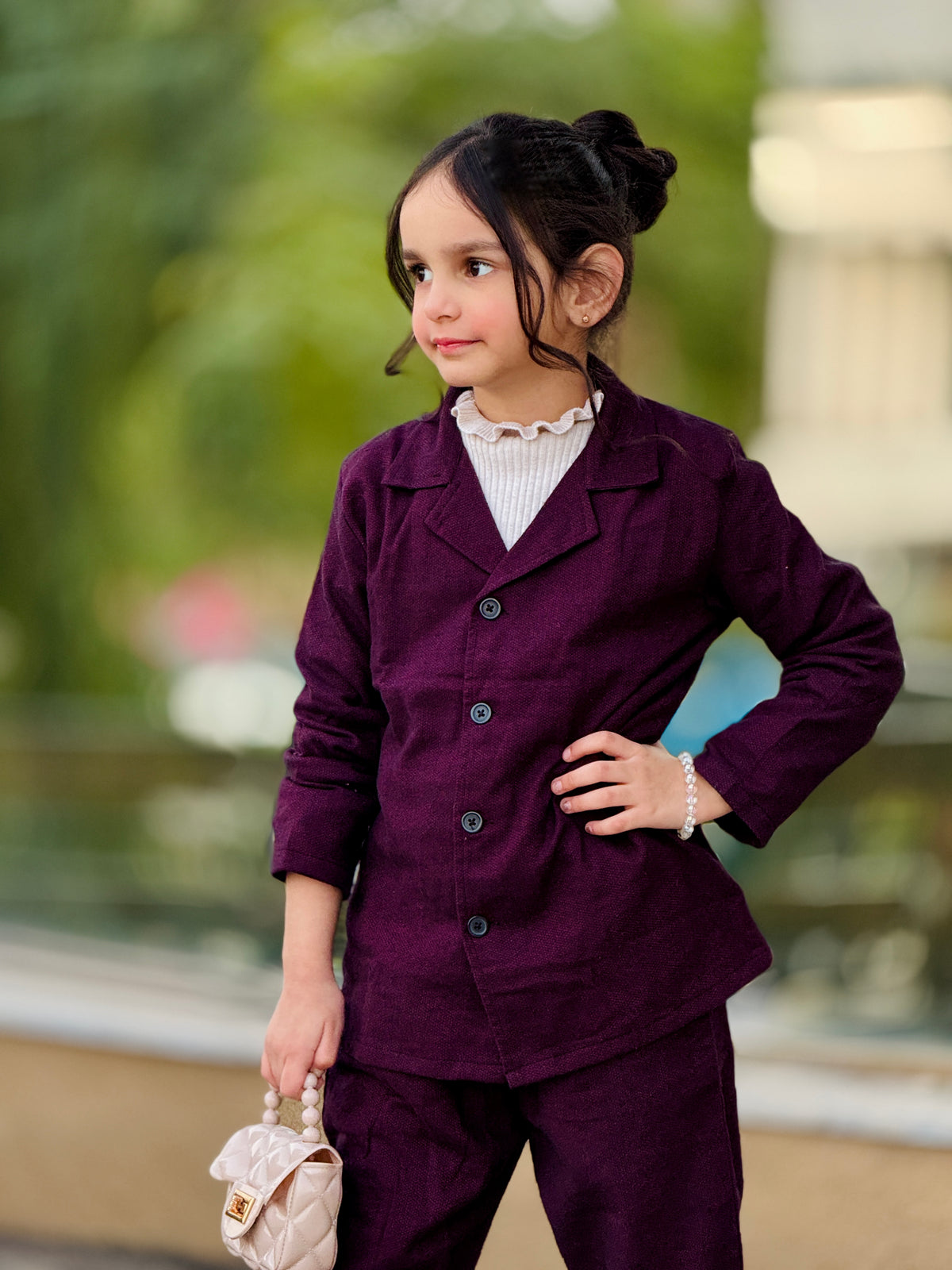 Maroonish kids winter sleeping suit