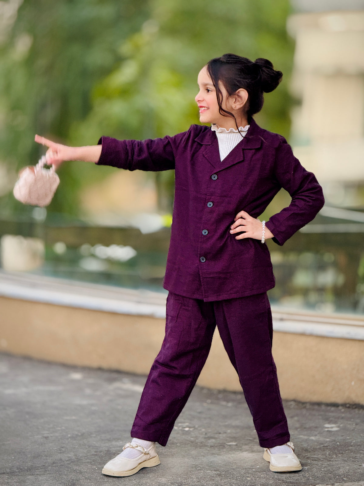 Maroonish kids winter sleeping suit