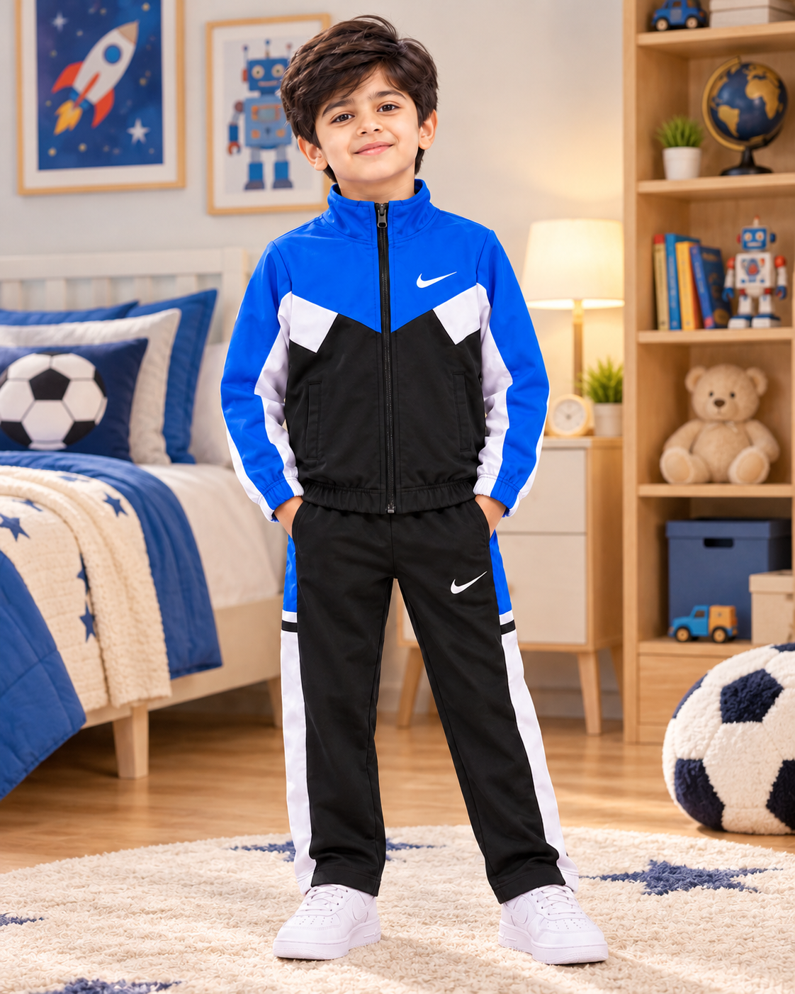 Premium Nikey Blue & Black Zipper Tracksuit