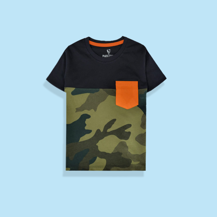 Orange Pocket Camo Kids T-Shirt