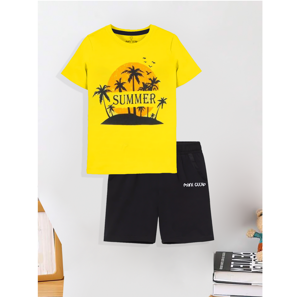 Yellow Kids summer T-shirt & black short