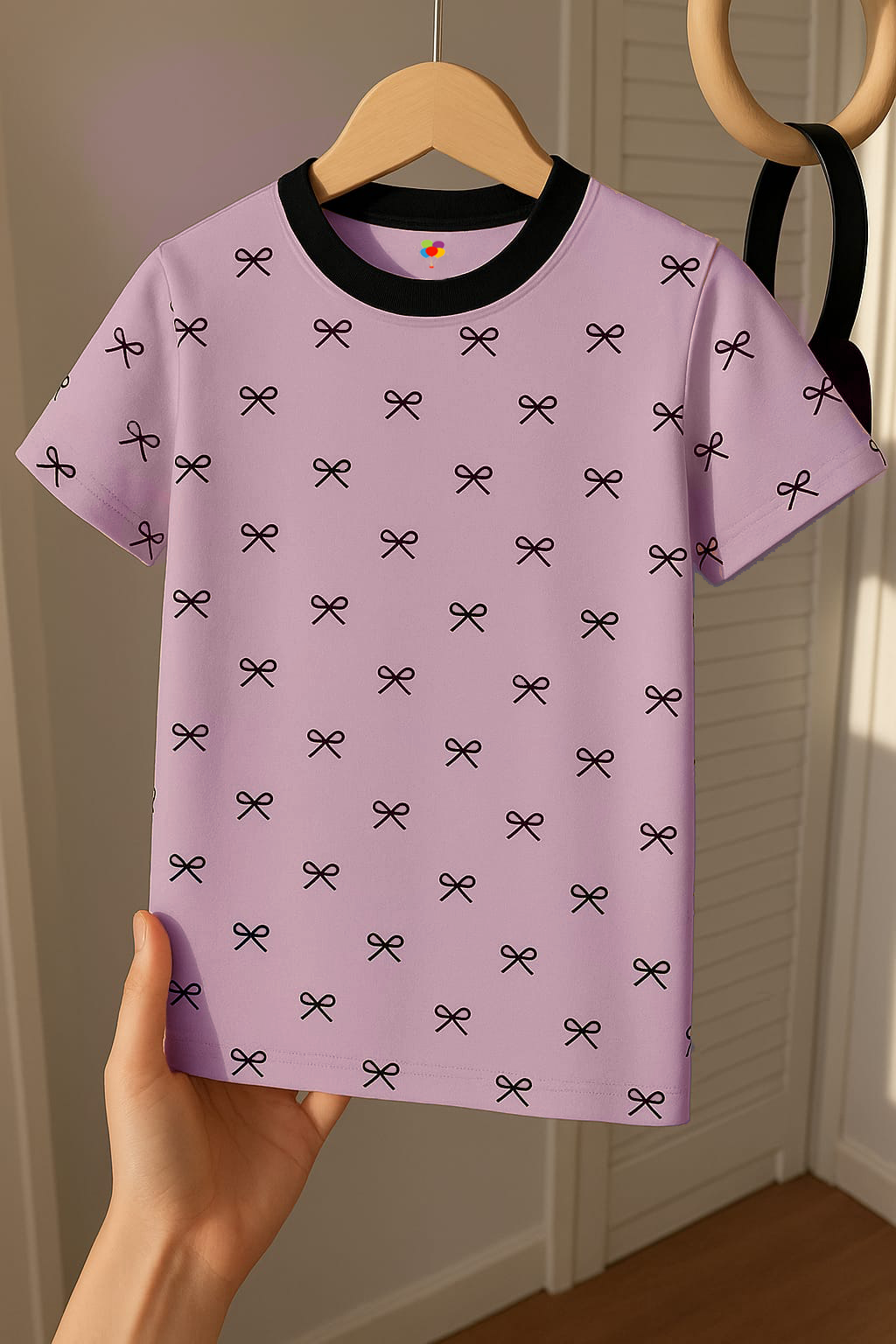Light Purple Blush Bow girl kids summer t shirt