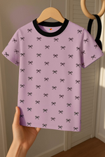 Light Purple Blush Bow girl kids summer t shirt
