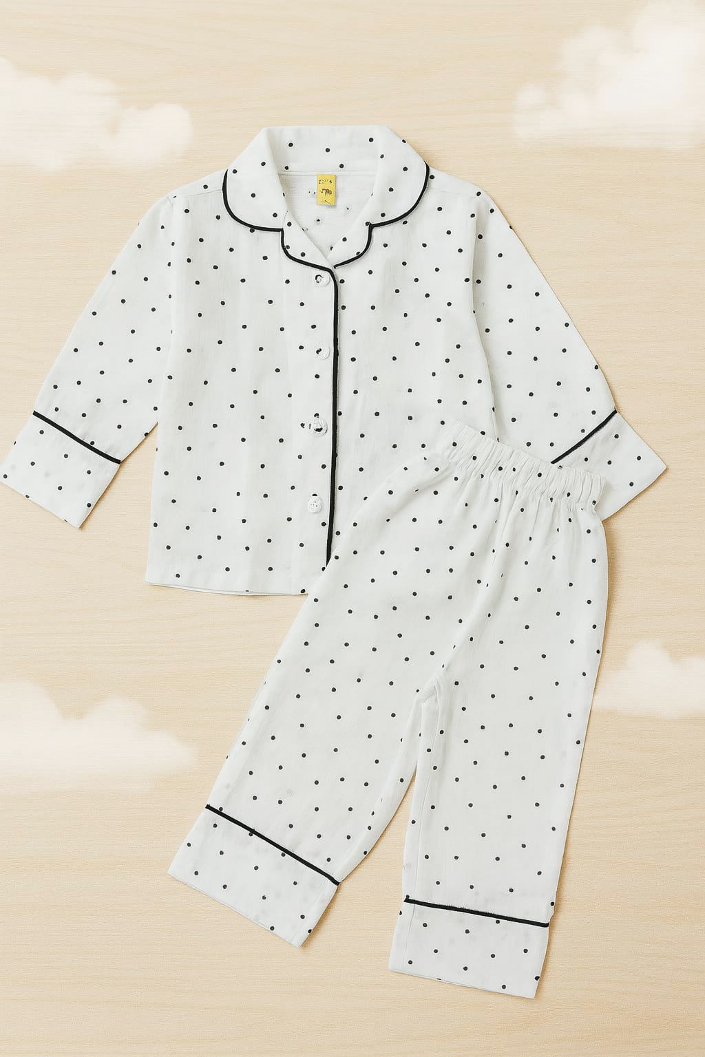 White doted kids sleeping suit