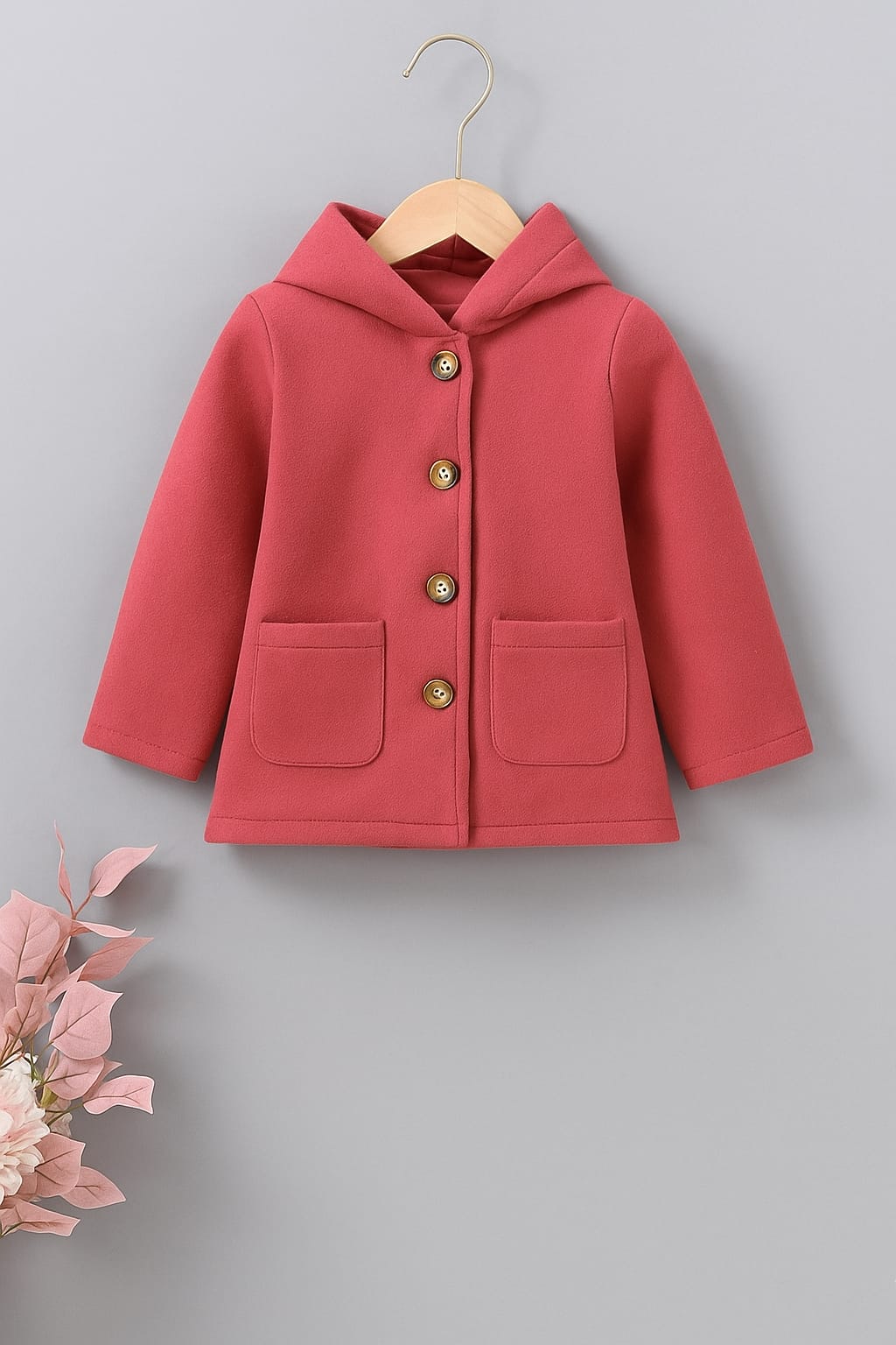 Petal Pink Hoodfleece Winter Coat