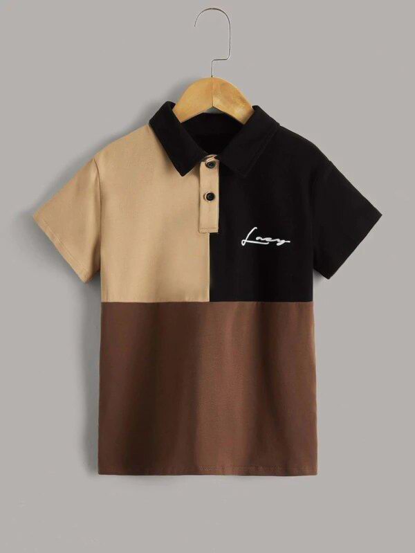 Color block kids summer polo shirt