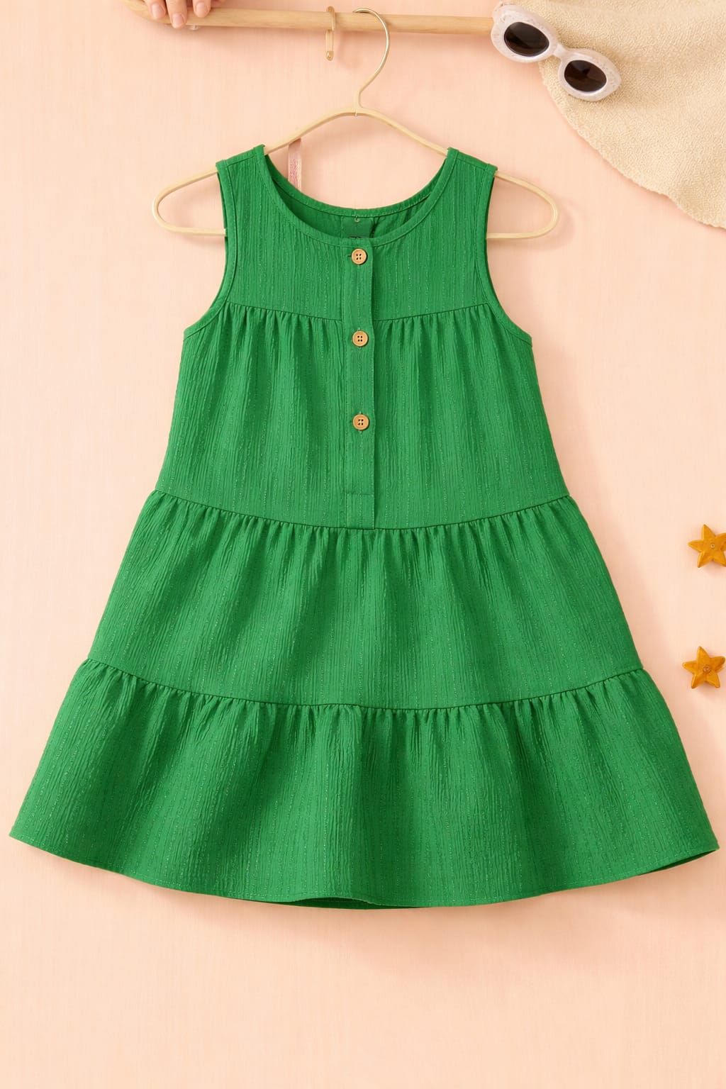 Green Candy coral kids frock