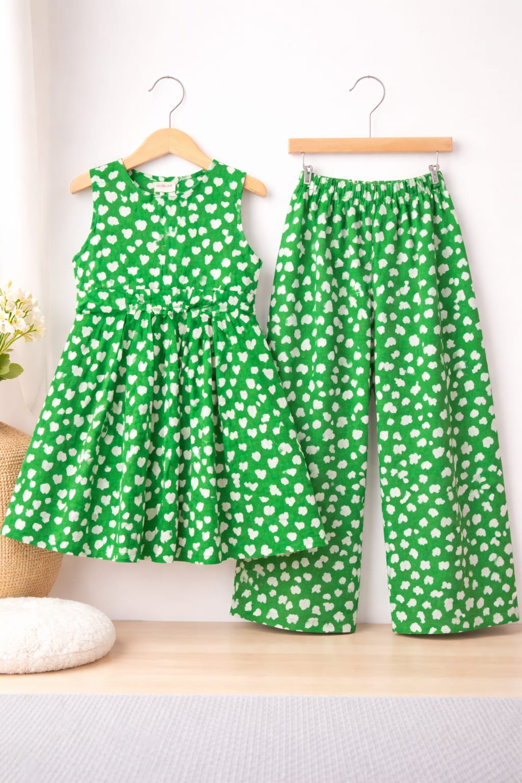Green Love Bloom Girls Summer Outfit