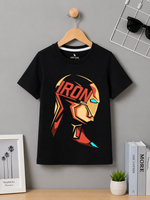 Black ironman Kids Summer T-Shirt