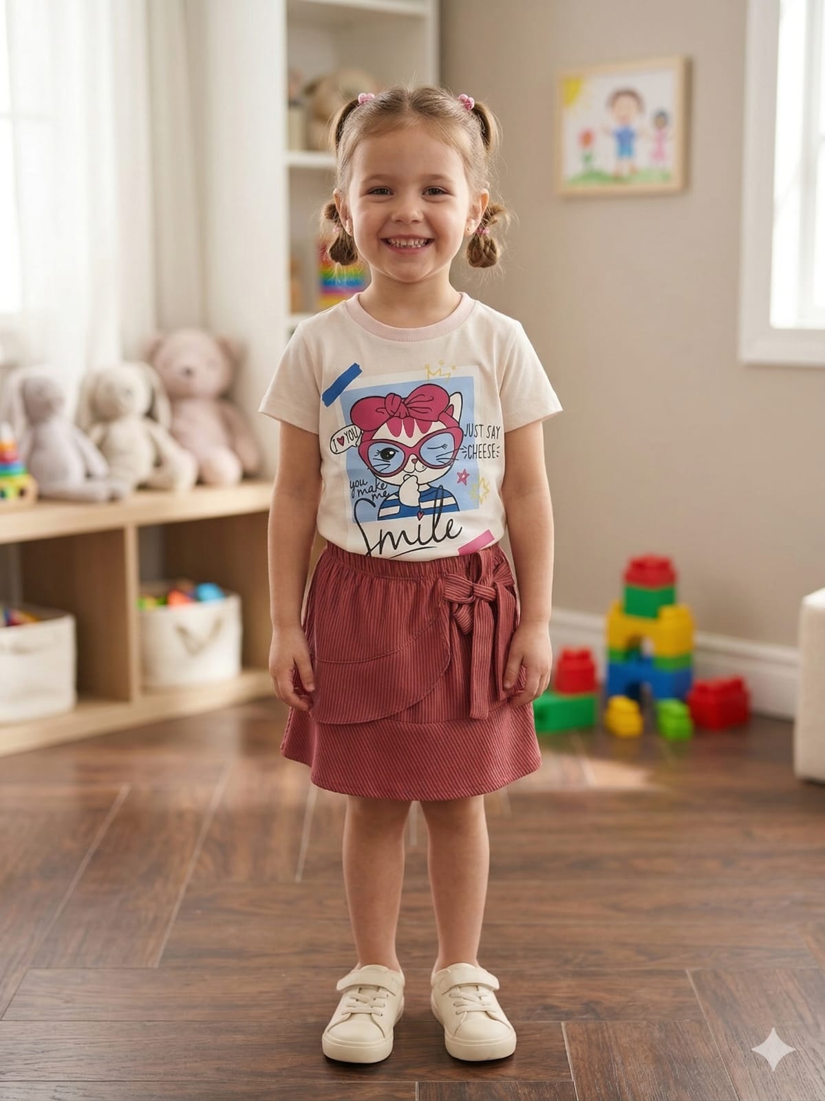Smile girls kids summer tshirt & skirt