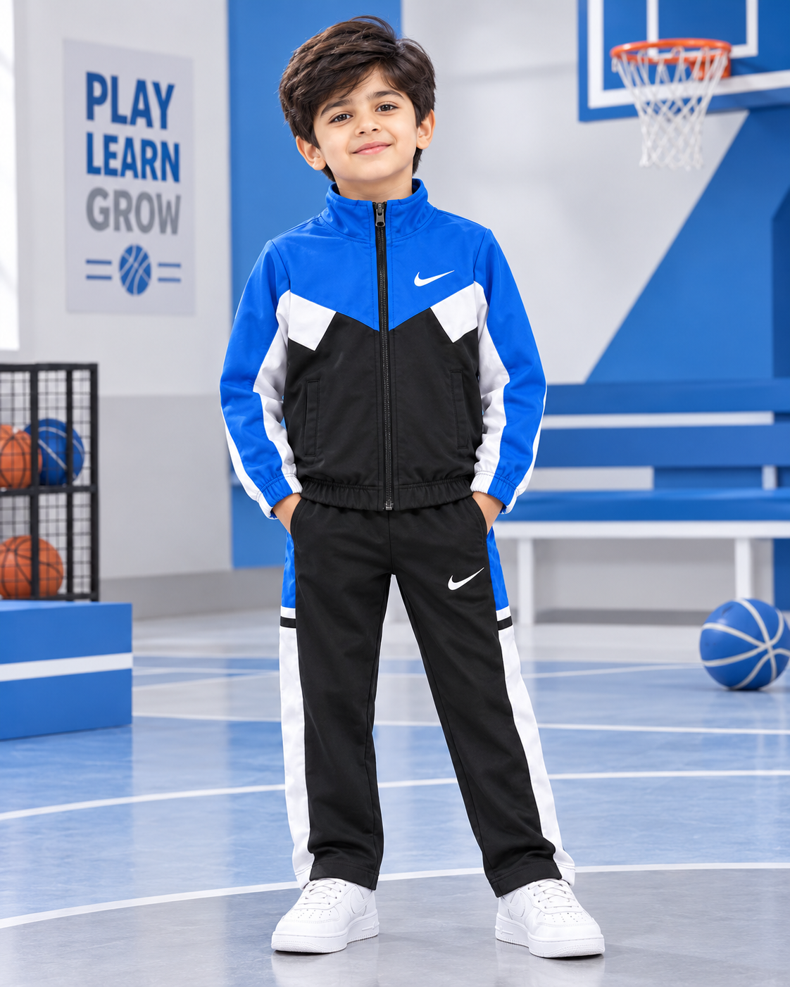 Premium Nikey Blue & Black Zipper Tracksuit