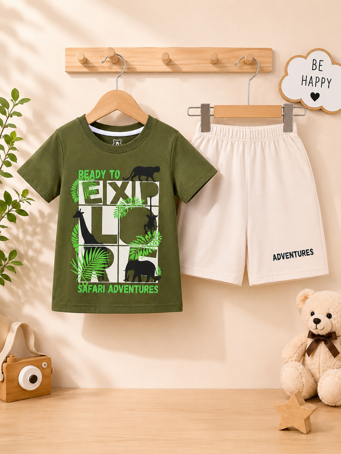 Safari adventure kids summer tshirt & shorts
