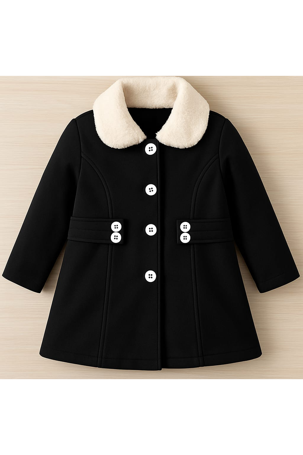 black fleece coat for kids girls