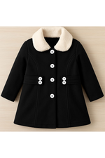 black fleece coat for kids girls
