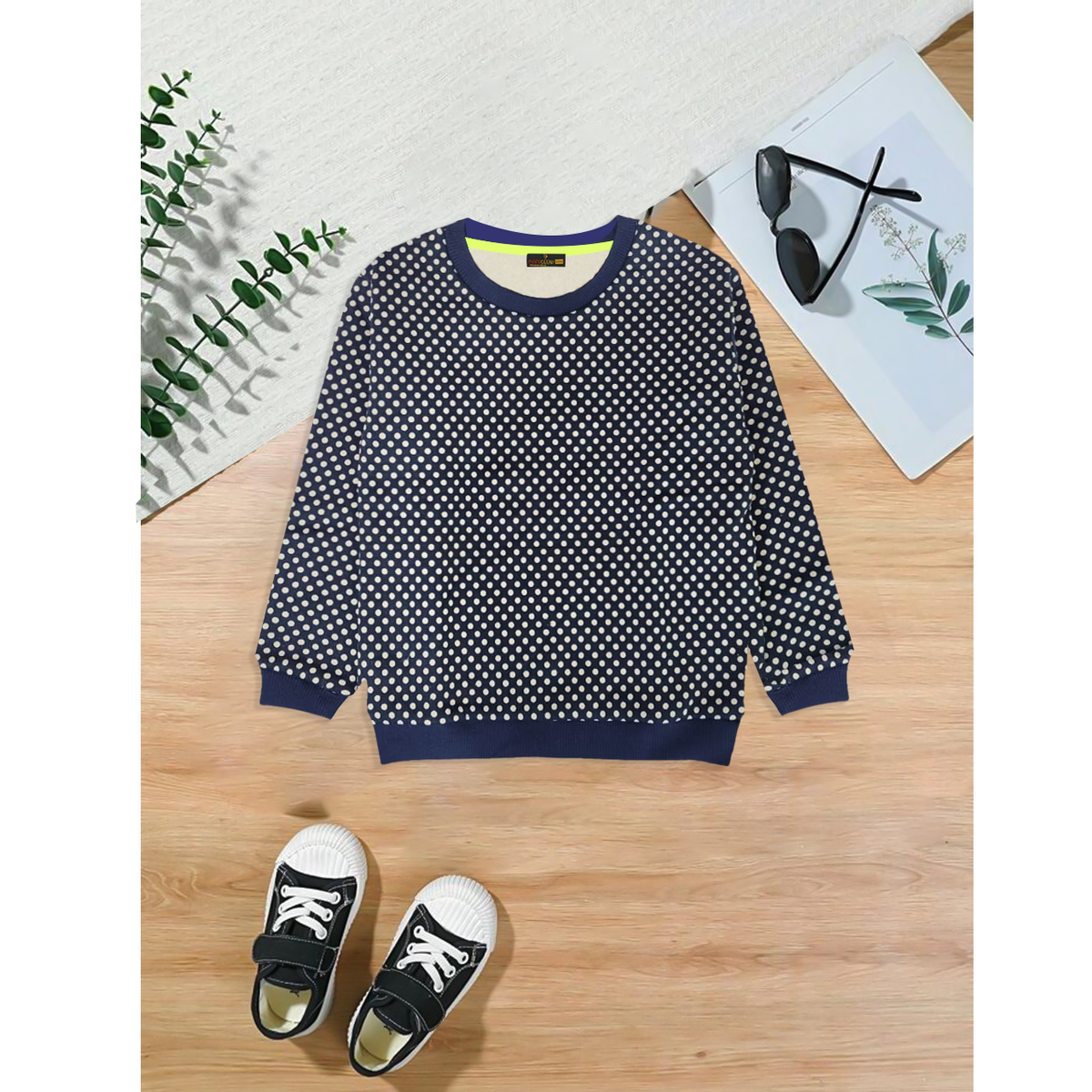 Blue & White Doted Kids Sweat Shirt