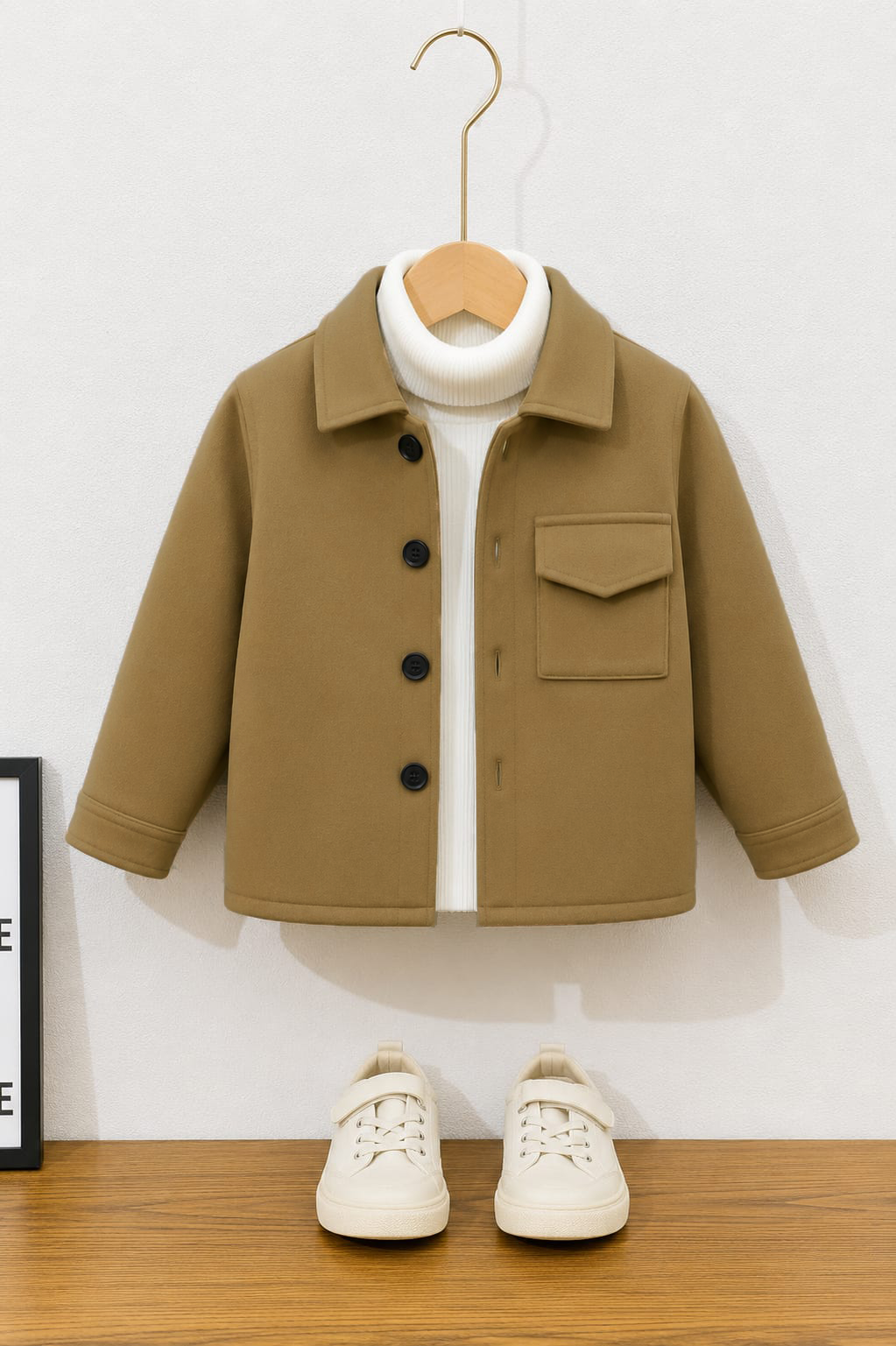 Light brown pocket kids fleece shirt