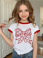white bow girls kids summer tshirt