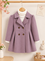 Bella Levender Double-Breasted Kids Winter Coat