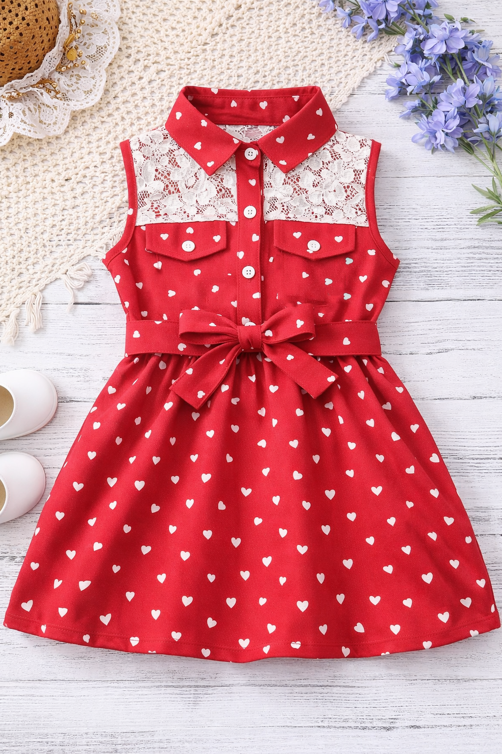 Red sweat hearts girls frock