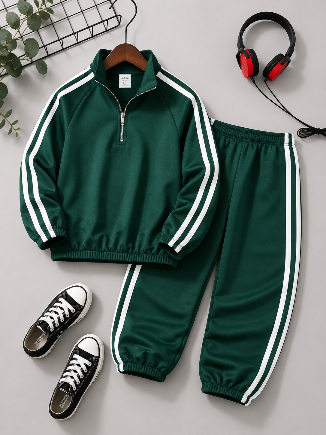Miniclub Forest Green Classic Stripe Tracksuit