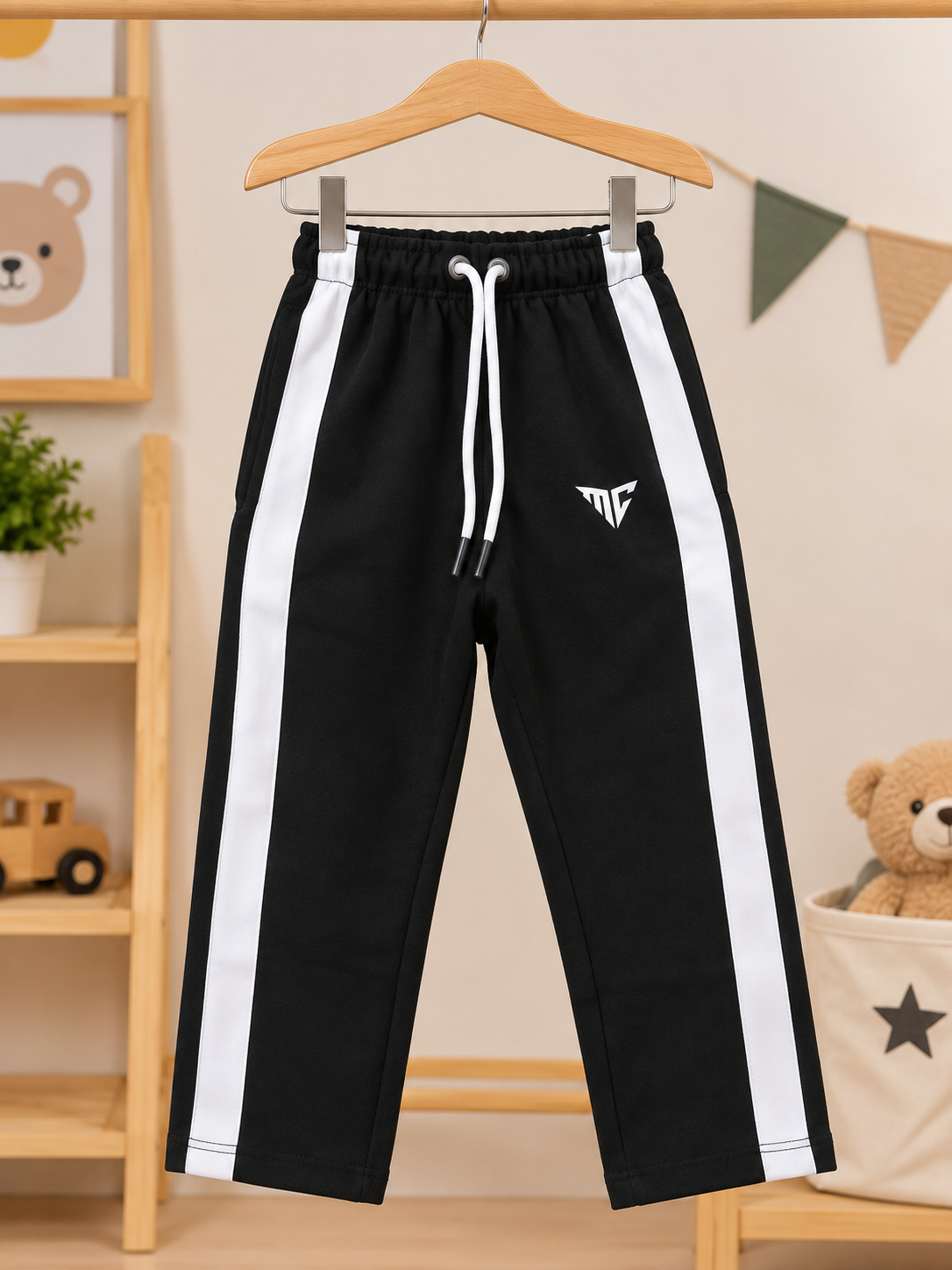 Black Winter Trouser with White Panel