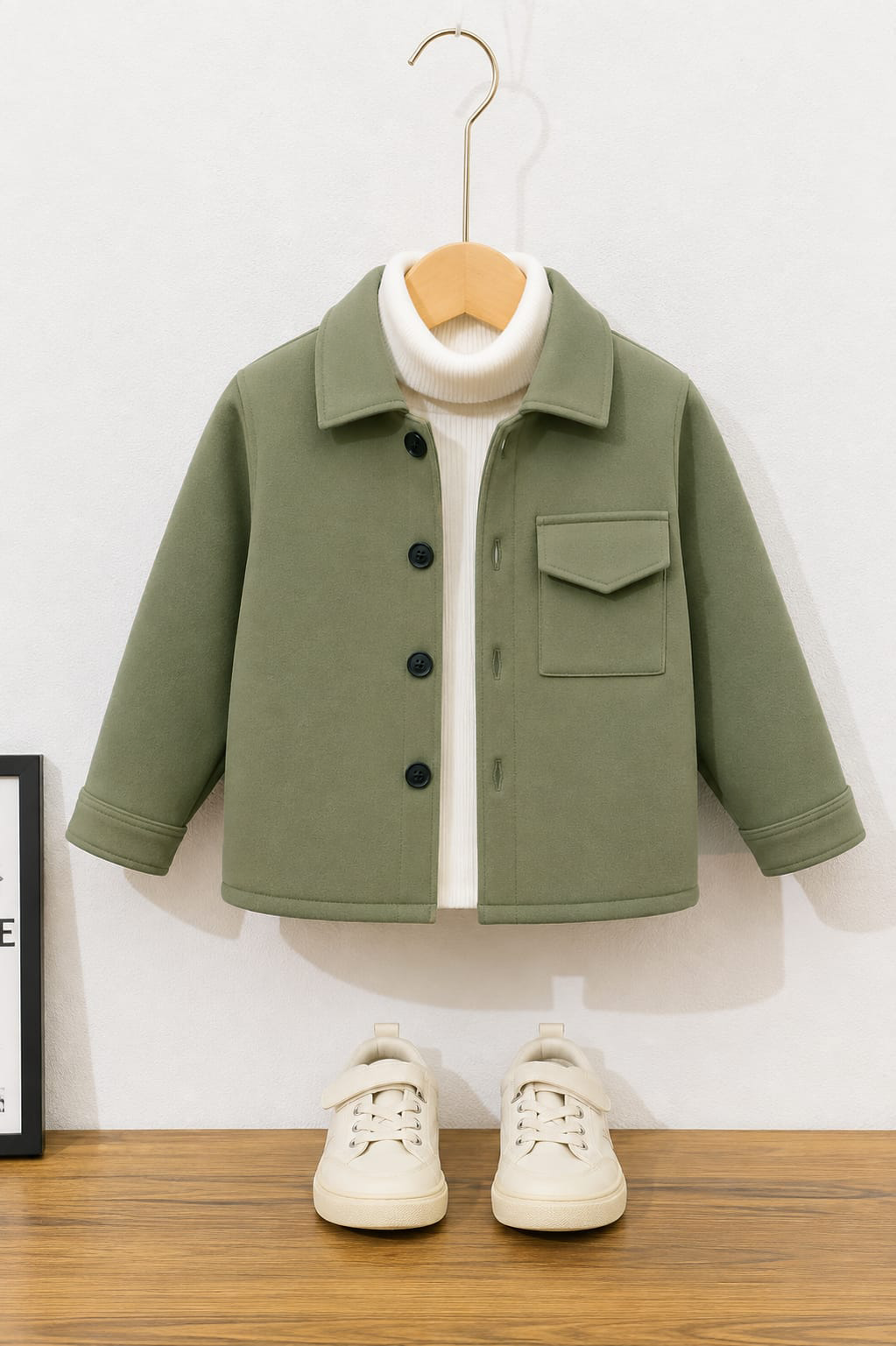 Light green pocket kids fleece shirt